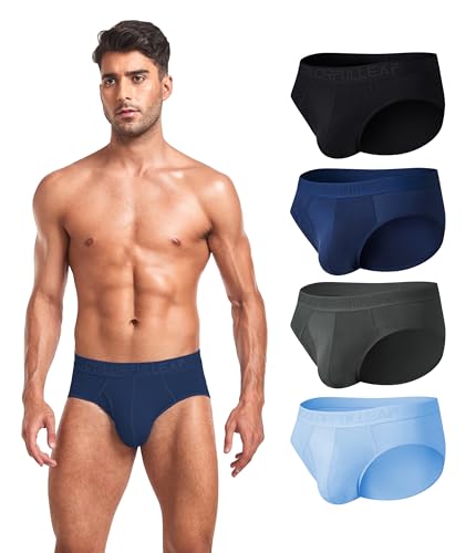 COLORFULLEAF Slip Herren aus Bambus Weich Unterhosen Männer Atmungsaktive Unterwäsche Basic Sport Slips 4er Pack(4C,L) von COLORFULLEAF