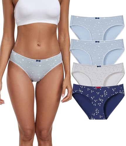 COLORFULLEAF Unterhosen Damen Baumwoll Slips Hipster Unterwäsche Damen Höschen Unifarben und Bedruckt(N,4 PKS,3X-Large) von COLORFULLEAF