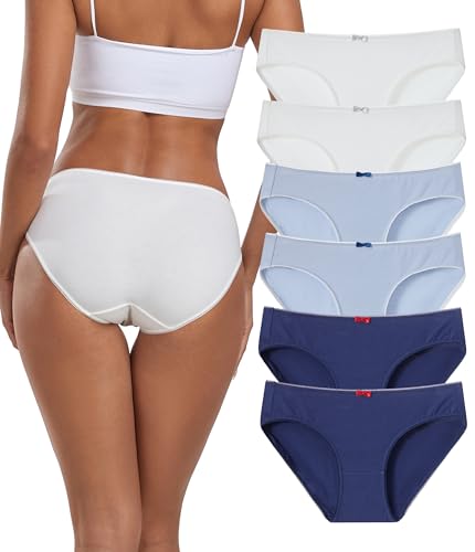 COLORFULLEAF Unterhosen Damen Baumwoll Slips Hipster Unterwäsche Damen Höschen Unifarben und Bedruckt(P,6 PKS,X-Large) von COLORFULLEAF