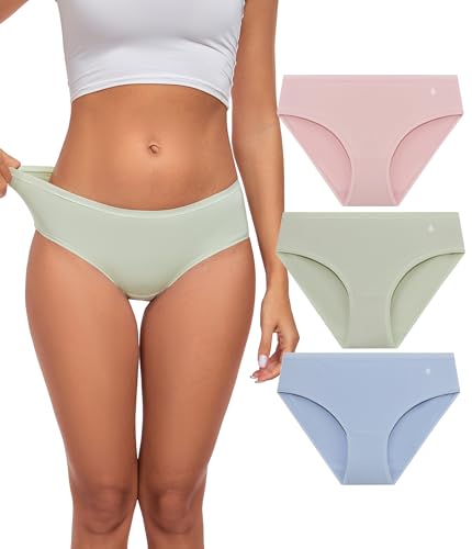 COLORFULLEAF Unterhosen Damen Baumwolle Unterwäsche Frauen 3er Pack Bequem Bikini Slip Schlüpfer Weich Atmungsaktiv Hipster Panties Mehrpack（3BPG,S von COLORFULLEAF