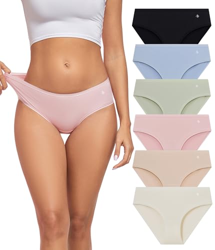 COLORFULLEAF Unterhosen Damen Baumwolle Unterwäsche Frauen 6er Pack Bequem Bikini Slip Schlüpfer Weich Atmungsaktiv Hipster Panties Mehrpack（6A,M von COLORFULLEAF