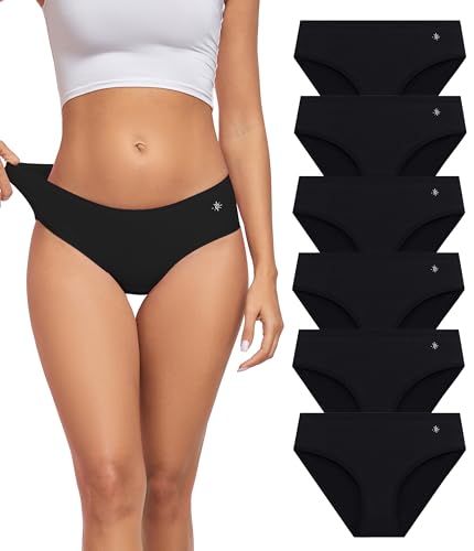 COLORFULLEAF Unterhosen Damen Baumwolle Unterwäsche Frauen 6er Pack Bequem Bikini Slip Schlüpfer Weich Atmungsaktiv Hipster Panties Mehrpack（6B,2XL von COLORFULLEAF