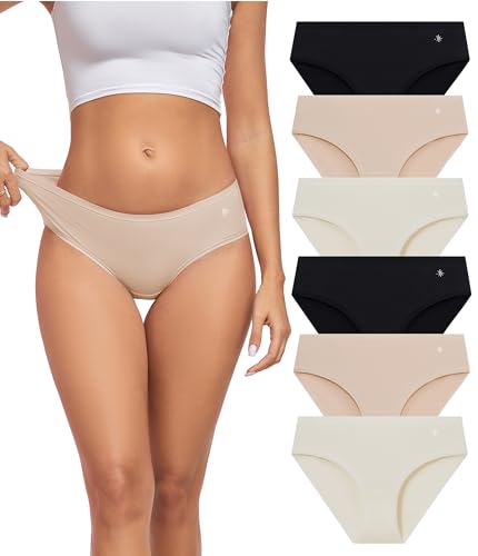 COLORFULLEAF Unterhosen Damen Baumwolle Unterwäsche Frauen 6er Pack Bequem Bikini Slip Schlüpfer Weich Atmungsaktiv Hipster Panties Mehrpack（6BWC,S von COLORFULLEAF