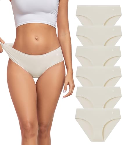 COLORFULLEAF Unterhosen Damen Baumwolle Unterwäsche Frauen 6er Pack Bequem Bikini Slip Schlüpfer Weich Atmungsaktiv Hipster Panties Mehrpack（6W,2XL von COLORFULLEAF