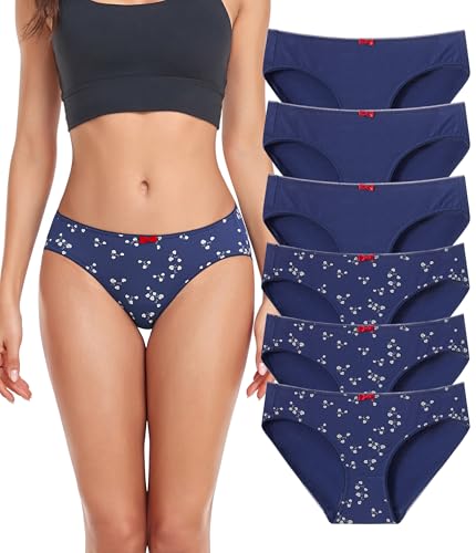 COLORFULLEAF Unterhosen Damen Baumwoll Slips Hipster Unterwäsche Damen Höschen Unifarben und Bedruckt(S,6 PKS,3X-Large) von COLORFULLEAF