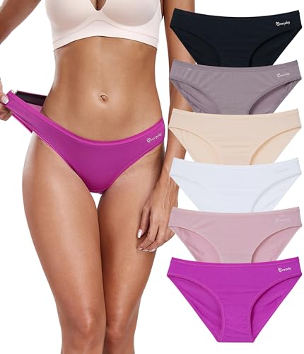 COLORFULLEAF Modal Unterwäsche Damen Unterhosen Weich Slip Panties Mehrpack Bequeme Atmungsaktiv Hipster Schlüpfer für Frauen(Pack 6C,L) von COLORFULLEAF