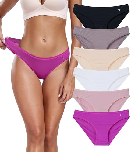 COLORFULLEAF Unterhosen Damen Micro Modal Unterwäsche Frauen 6er Pack Bequeme Weich Mikrofaser Hipster Atmungsaktiv Bikinis Panties(Pack 6C,XL) von COLORFULLEAF