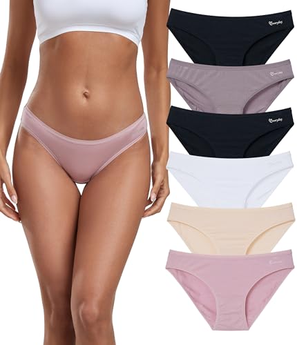 COLORFULLEAF Modal Unterwäsche Damen Unterhosen Weich Slip Panties Mehrpack Bequeme Atmungsaktiv Hipster Schlüpfer für Frauen(Pack 6D,L) von COLORFULLEAF