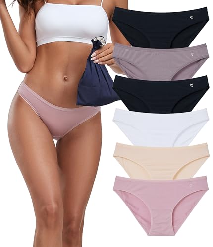 COLORFULLEAF Unterhosen Damen, 6er Pack Microfaser Bikini Slips Damen Bequeme Modal Unterwäsche Frauen Atmungsaktiv Panties(6D,XL) von COLORFULLEAF