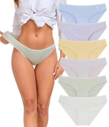 COLORFULLEAF Unterhosen Damen, 6er Pack Microfaser Bikini Slips Damen Bequeme Modal Unterwäsche Frauen Atmungsaktiv Panties(6G,M) von COLORFULLEAF