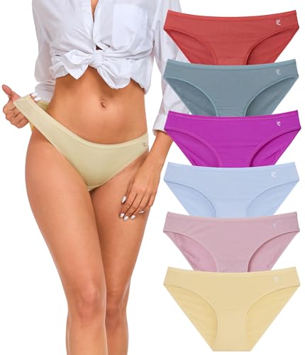 COLORFULLEAF Unterhosen Damen, 6er Pack Microfaser Bikini Slips Damen Bequeme Modal Unterwäsche Frauen Atmungsaktiv Panties(6H,XL) von COLORFULLEAF