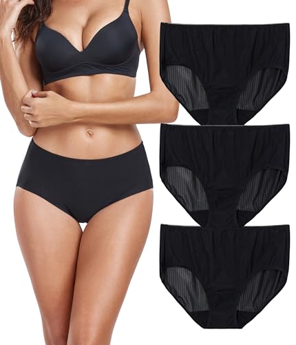 COLORFULLEAF Unterhosen Damen Slips Mehrpack, Stretch Unterwäsche Frauen Set, Bequeme Schnell Trocken Reisen Schlüpfer Leicht Atmungsaktiv Hipster Panties(3E,L) von COLORFULLEAF
