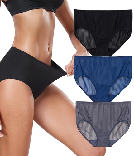 COLORFULLEAF Unterhosen Damen Slips Mehrpack, Stretch Unterwäsche Frauen Set, Bequeme Schnell Trocken Reisen Schlüpfer Leicht Atmungsaktiv Hipster Panties(3G,L) von COLORFULLEAF