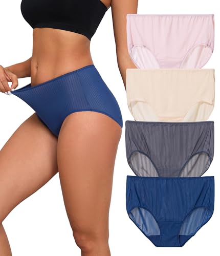 COLORFULLEAF Damen Slips Mehrpack, Unterhosen Damen Bequeme Unterwäsche Frauen Set, Midi Taille Nylon Panties&Hipsters für Damen Schlüpfer(4A,M) von COLORFULLEAF