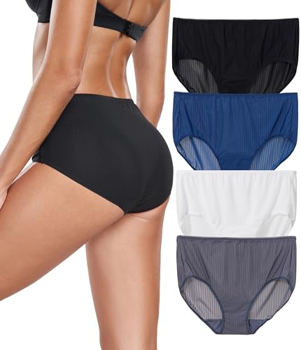 COLORFULLEAF Damen Slips Mehrpack, Unterhosen Damen Bequeme Unterwäsche Frauen Set, Schnell Trocken Reisen Panties Hipsters Stretch Underwear Women(4B,2XL) von COLORFULLEAF