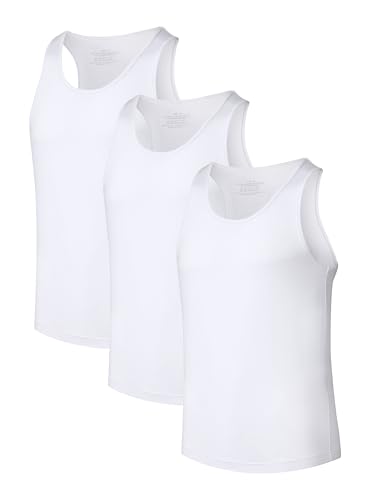 Colourfulleaf Herren-Unterhemd, Tank-Top, Rundhalsausschnitt, dehnbar, Bambus-Viskose - Weiß - Large von COLORFULLEAF