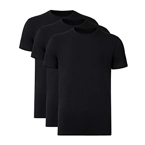 Colourfulleaf Herren-Unterhemd mit Rundhalsausschnitt, kurzärmelig, Slim-Fit, T-Shirts, 3er-Pack - Schwarz - X-Large von COLORFULLEAF