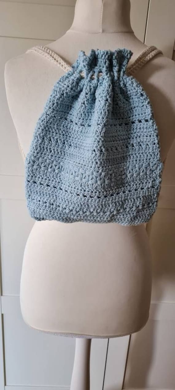 Gehäkelter Mustermix Damen Rucksack in Hellblau von COLORFULWoolCreation
