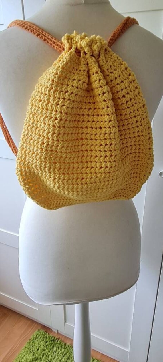 Gehäkelter Rucksack Damen Gelb von COLORFULWoolCreation