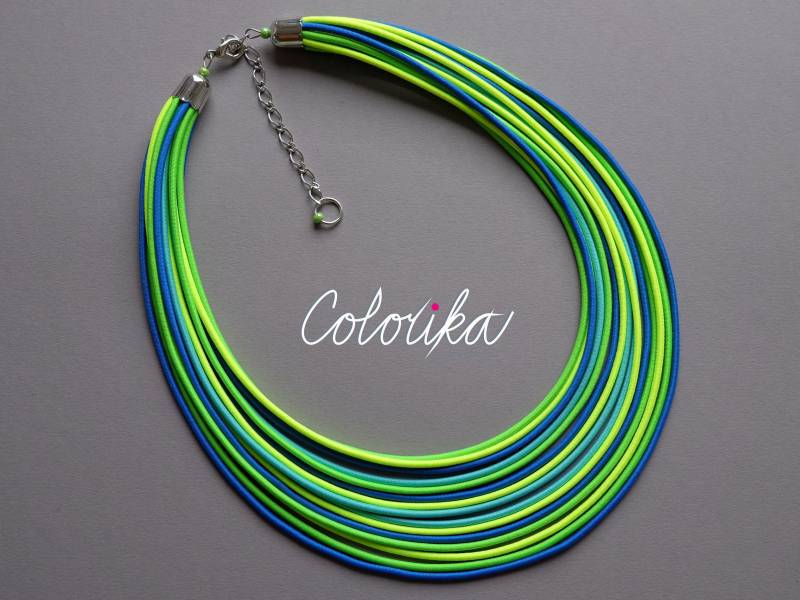 Neon Grün Kette Helle Textil Halskette von COLORIKA