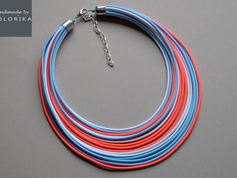 Neon Rote Textil Kordel Halskette Chunky African Style Schmuck von COLORIKA