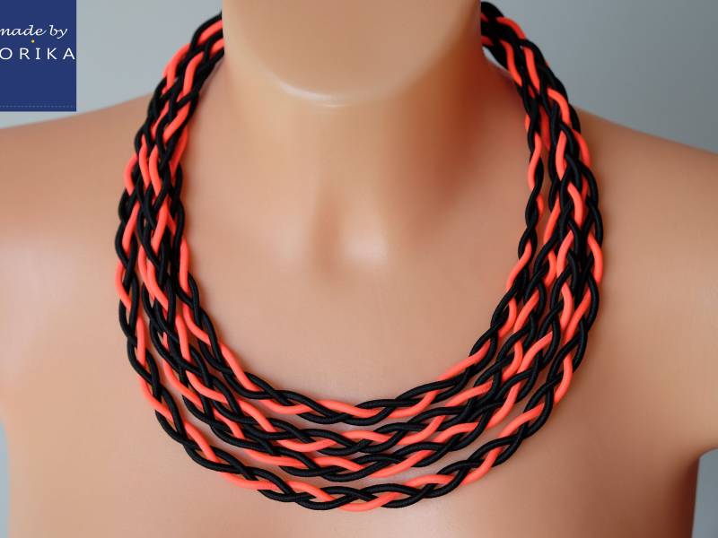 statement Geflochtene Halskette, Seile Bold Seil Textil Schmuck, Colorika von COLORIKA