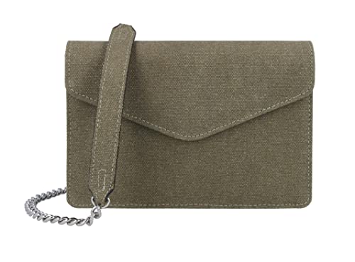 Color Pop® Kleine Handtasche mit Innentasche Anti-RFID - Jeansoptik - Metallkette - Kreditkartenschutz - Schutz personenbezogener Daten - 13,5 x 19,2 cm (Khaki) von Color Pop