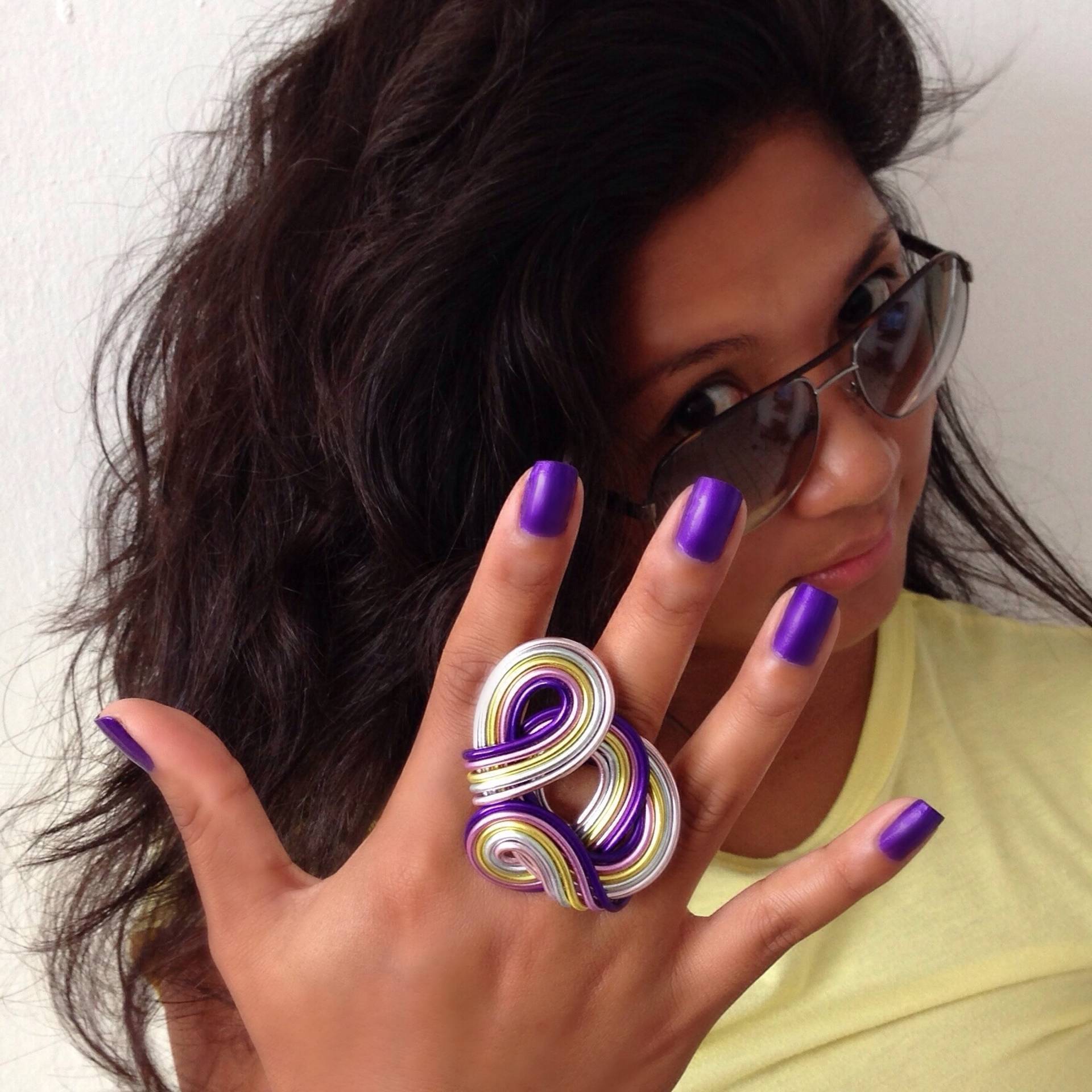 Flacher Ring, Aluminium Drahtring, Wire Wrap, Großer Metall Statement Große Ringe Für Frauen, Frauenring, Ring Bunter von COLORSrings