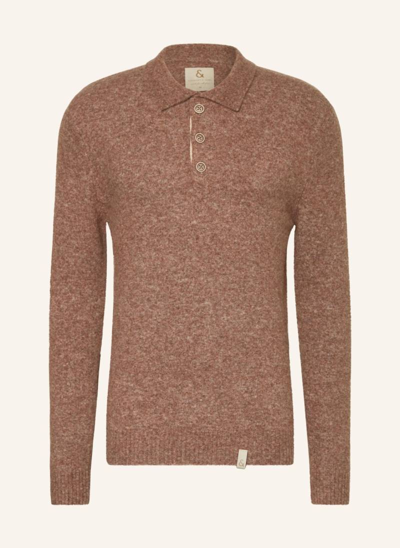 Colours & Sons Strick-Poloshirt braun von COLOURS & SONS