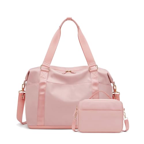 COLseller Reisetasche mit Schuhfach Weekender Damen Weekender Groß Handgepäck Tasche für Flugzeug Sporttasche Krankenhaustasche Weekendertasche,Pink von COLseller