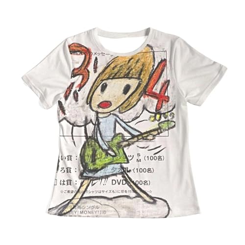 Y2K Grafik Shirt Für Damen | 3D-Druck | Baumwolle | Bequemer Schnitt | Trendiges Design (White,S) von COLseller