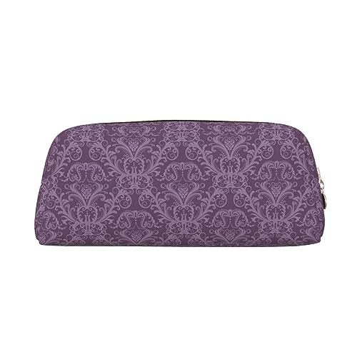 COMAAM Aloha Tiki Muster Leder Reißverschluss Dreidimensionale Stifttasche Geeignet für Schreibwaren und Kosmetik Lagerung, violett, Einheitsgröße, Kulturbeutel von COMAAM