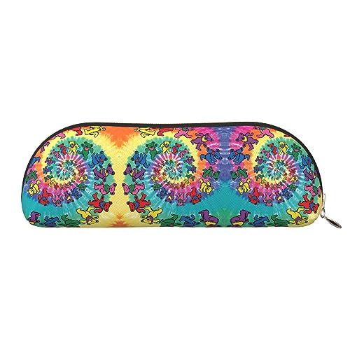 COMAAM Aloha Tiki Muster Leder halbrunde Aufbewahrungstasche Große Kapazität Stift Bleistift Tasche Geeignet Für Die Aufbewahrung Von Stiften Und Kosmetik, Tanzender Thanksgiving Bär, Einheitsgröße, von COMAAM