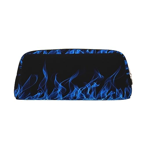 COMAAM Blaue Flamme Leder Reißverschluss Dreidimensionale Stifttasche Geeignet für Schreibwaren und Kosmetik Lagerung, Blaue Flamme, Einheitsgröße, Kulturbeutel von COMAAM