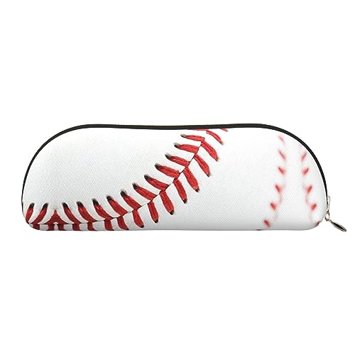 COMAAM Blaue Flamme Leder halbrunde Aufbewahrungstasche Große Kapazität Stift Bleistift Tasche Geeignet Für Die Aufbewahrung Von Stiften Und Kosmetik, Baseball Lace Close Up, Einheitsgröße, von COMAAM