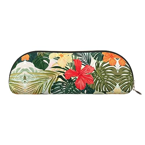 COMAAM Blaue polynesische Maori Tribal Muster Leder halbrunde Aufbewahrungstasche Große Kapazität Stift Bleistift Tasche Geeignet Für Die Aufbewahrung Von Stiften Und Kosmetik, Sommer Hawaii., von COMAAM