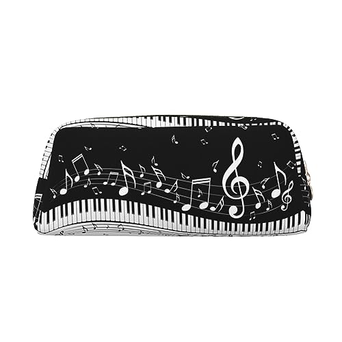 COMAAM England UK London Telefon Leder Reißverschluss Dreidimensionale Stifttasche Geeignet für Schreibwaren und Kosmetik Aufbewahrung, Klaviertasten mit Musiknoten, Einheitsgröße, Kulturbeutel von COMAAM