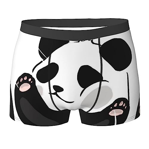 COMAAM Funny Panda Herren Boxershorts (Multi-Faceted) Herren Elastische Boxershorts Leggings Unterhose, Schwarz, Medium von COMAAM