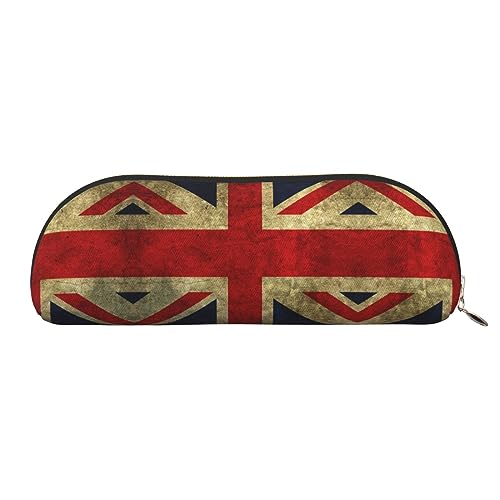 COMAAM Halbrunde Aufbewahrungstasche aus Leder, britische Flagge, großes Fassungsvermögen, geeignet für Stifte und Kosmetika, Union Jack Design, Einheitsgröße, Federmäppchen von COMAAM