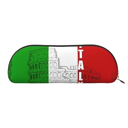 COMAAM Irische Flagge Leder halbrunde Aufbewahrungstasche Große Kapazität Stift Bleistift Tasche Geeignet Für Die Aufbewahrung Von Stiften Und Kosmetik, Römisches Kolosseum Italienische Flagge, von COMAAM