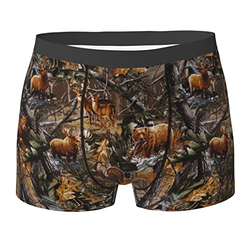 COMAAM Jagd Hirsch Bär Hirsch Herren Boxershorts (Multi-Faceted) Herren Elastische Boxershorts Leggings Unterhose, Schwarz, Large von COMAAM