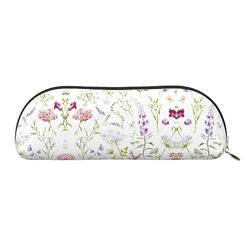 COMAAM Ländliche Honigbienen Wildblumen Leder halbrunde Aufbewahrungstasche Große Kapazität Stift Bleistift Tasche Geeignet Für Die Aufbewahrung Von Stiften Und Kosmetik, Farbiges Blumenmuster, von COMAAM