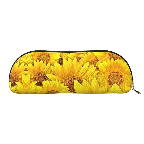 COMAAM Ländliche Honigbienen Wildblumen Leder halbrunde Aufbewahrungstasche Große Kapazität Stift Bleistift Tasche Geeignet Für Die Aufbewahrung Von Stiften Und Kosmetik, Sonnenblumen, Einheitsgröße, von COMAAM