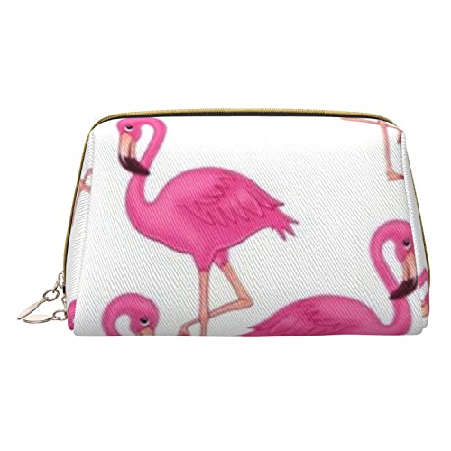 COMAAM Leder Make-up Taschen Bunte Boho Floral Gedruckt Kulturbeutel Tragbare Kosmetiktaschen Täglicher Gebrauch Lagerung Geldbörse Für Frauen, Rosa Flamingo, Einheitsgröße von COMAAM