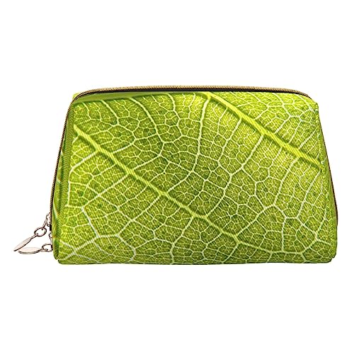 COMAAM Leder Make-up Taschen Indianer Gedruckt Kulturbeutel Tragbare Kosmetiktaschen Täglicher Gebrauch Lagerung Geldbörse Für Frauen, Baum Blatt Textur Adern, Einheitsgröße von COMAAM