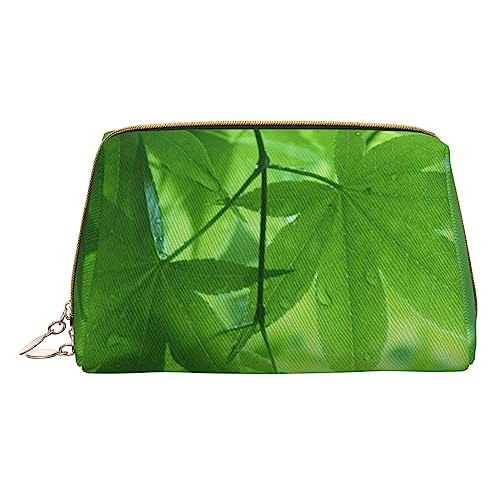 COMAAM Leder Make-up Taschen Kokosnuss Strand Sonnenuntergang Hängematte Gedruckt Kulturbeutel Tragbare Kosmetiktaschen Täglicher Gebrauch Lagerung Geldbörse Für Frauen, Grüne Natur, Einheitsgröße von COMAAM