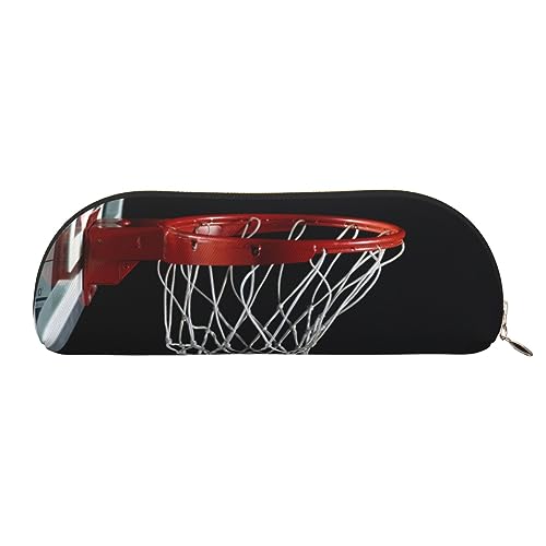 COMAAM Lustige Tennisschläger Und Tennisbälle Leder Halbrunde Aufbewahrungstasche Große Kapazität Stift Bleistift Tasche Geeignet Für Die Aufbewahrung Von Stiften Und Kosmetik, Basketball, von COMAAM