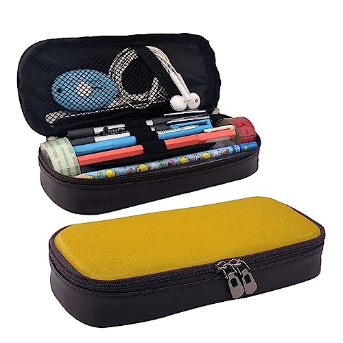 COMAAM Native American Printed Cute Pencil Case,Big Capacity Leather Pencil Pouch,Pen Pouch Bag With Zipper For Office, senfgelb, Einheitsgröße von COMAAM