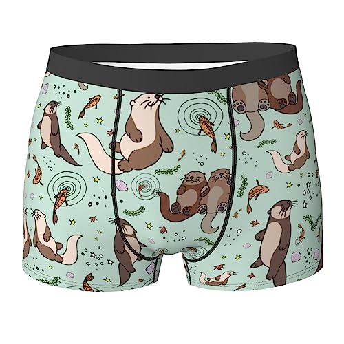 COMAAM Otters Herren Boxershorts (Multi-Faceted) Herren Elastische Boxershorts Leggings Unterhose, Schwarz, Large von COMAAM
