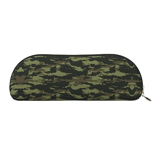 COMAAM Stinktier Leder Halbrunde Aufbewahrungstasche Große Kapazität Stift Bleistift Tasche Geeignet Für Die Aufbewahrung Von Stiften Und Kosmetik, camouflage, Einheitsgröße, Federmäppchen von COMAAM